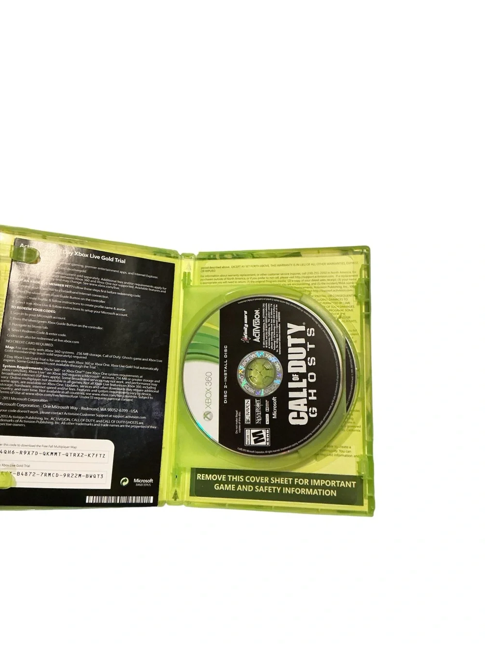 Microsoft Xbox 360 Call of Duty: Ghosts in Green Case